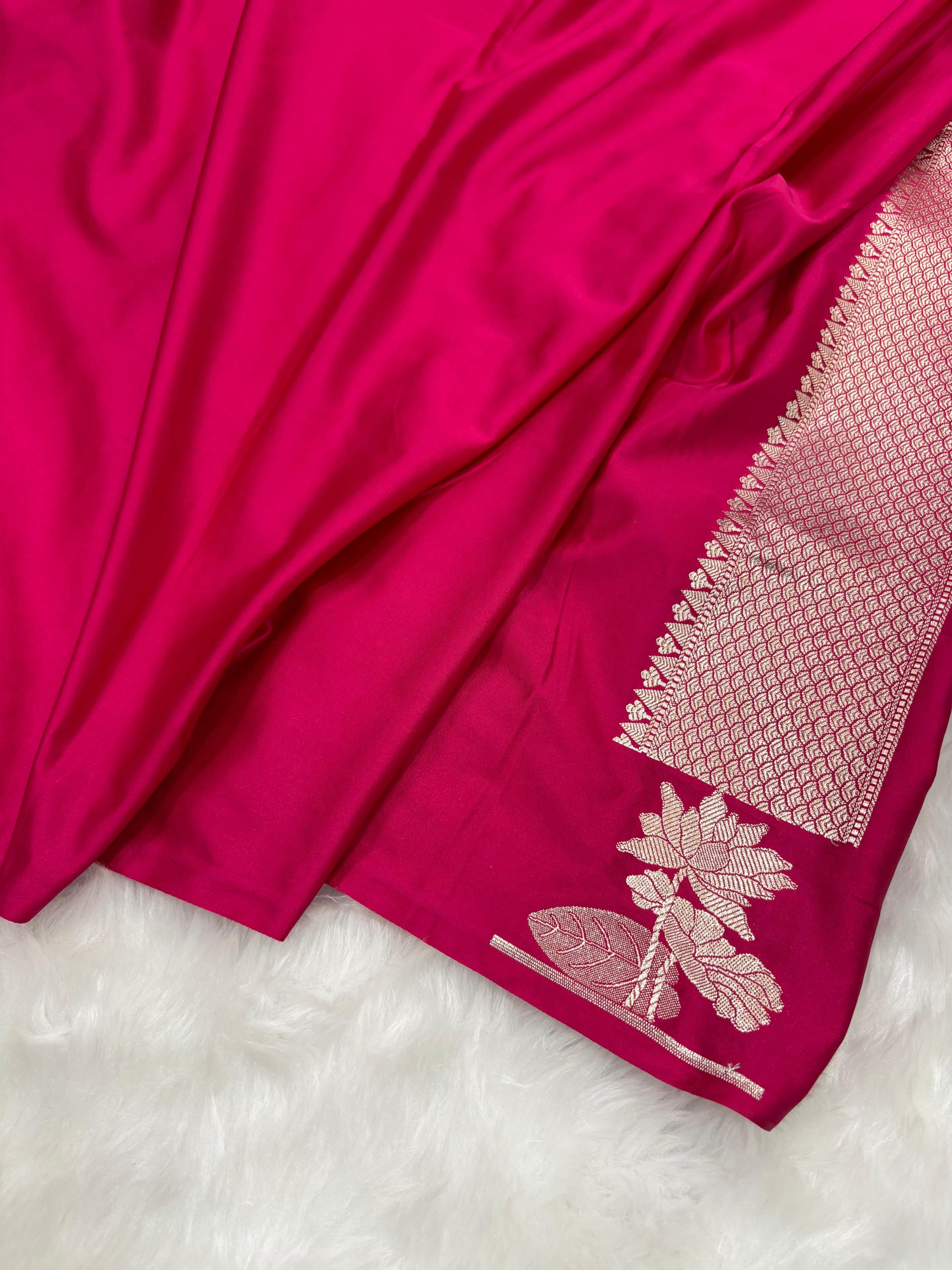 Rani Shades Booti Floral Border Mashru Silk Saree
