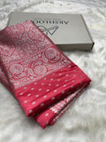 Premium Banarasi Mashru Silk Saree Booti in Ruby Pink Shade