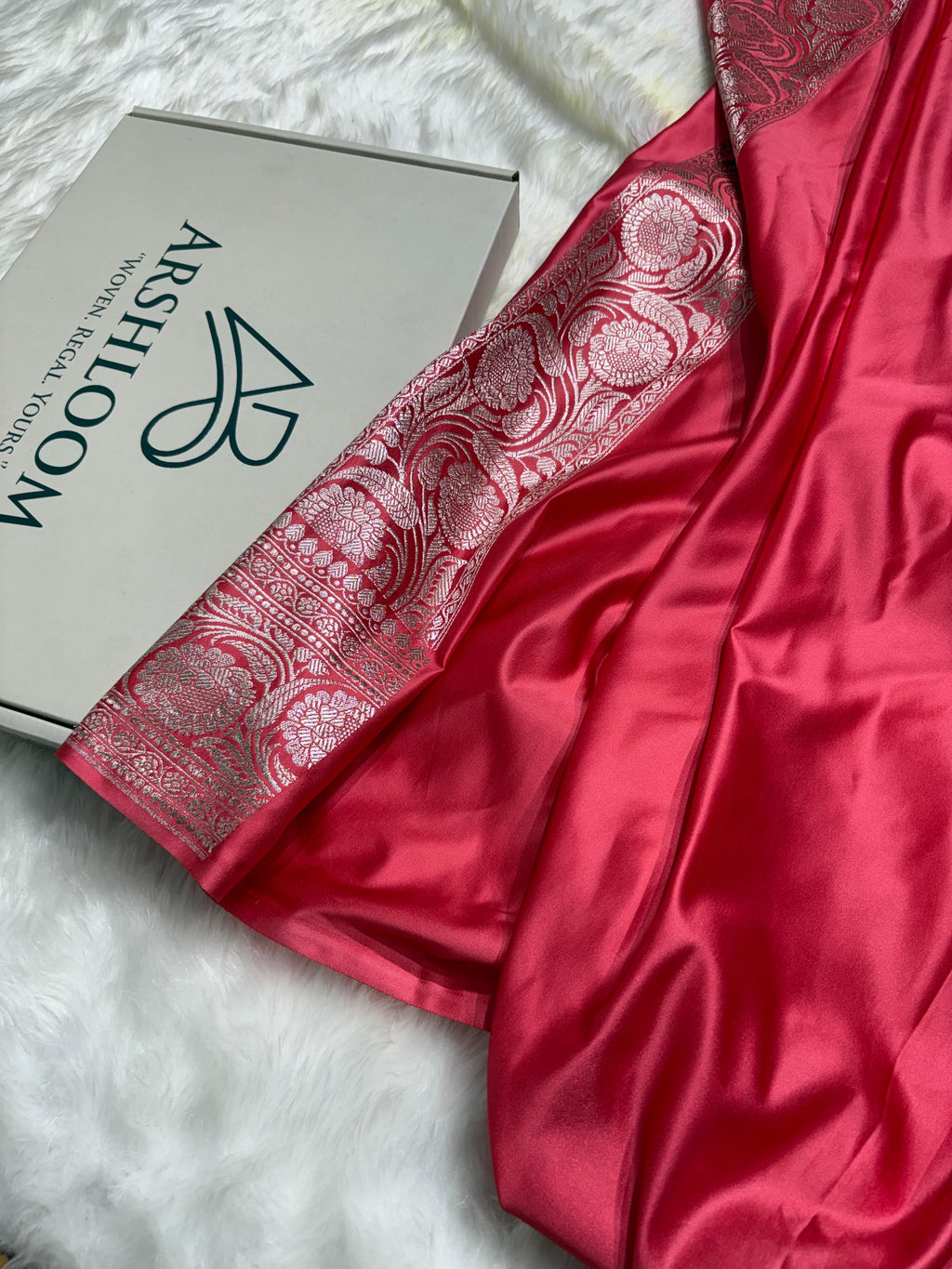 Premium Banarasi Mashru Silk Saree Booti in Ruby Pink Shade