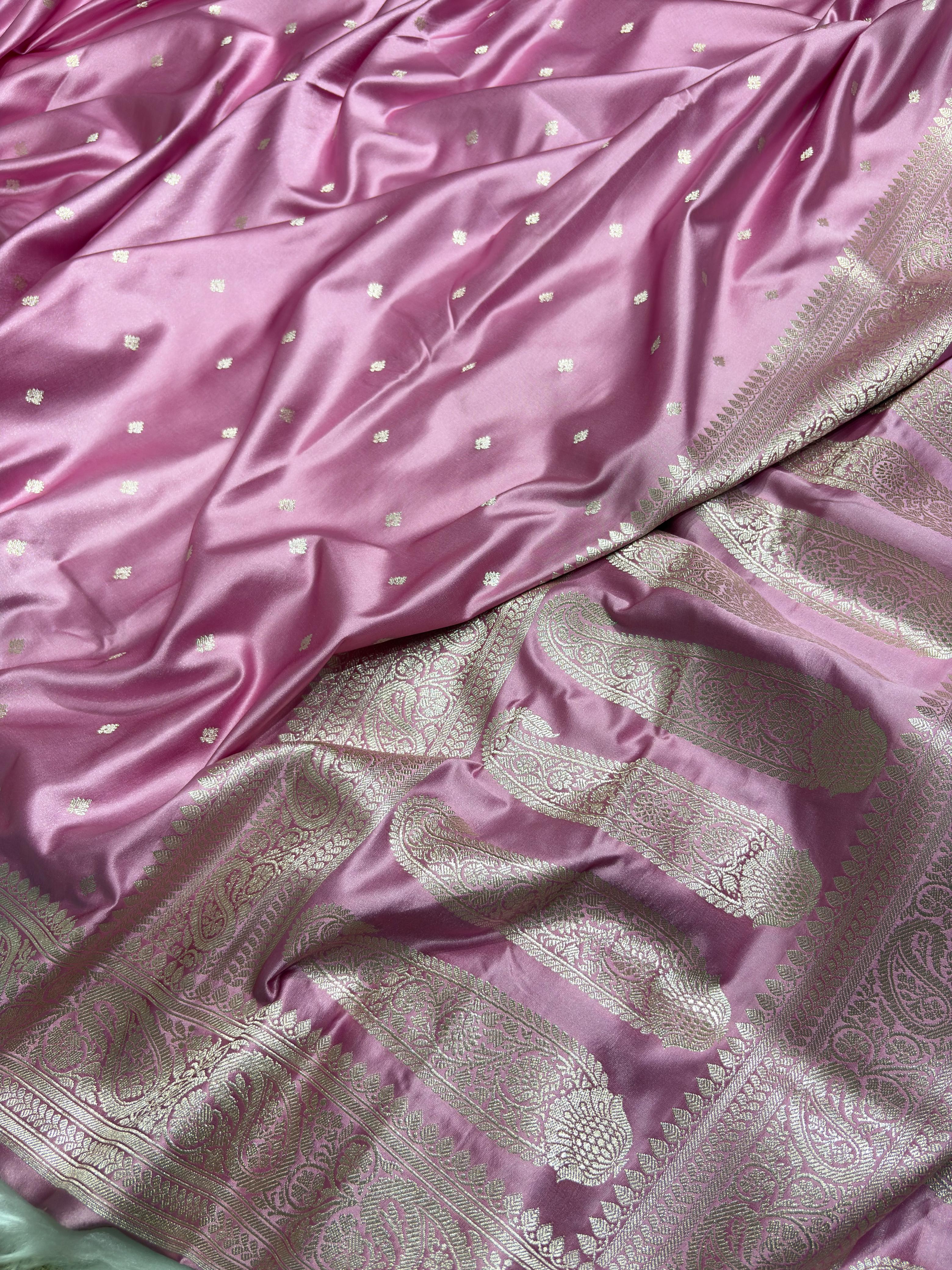 BlushPink Booti Pattern Mashru Silk Saree