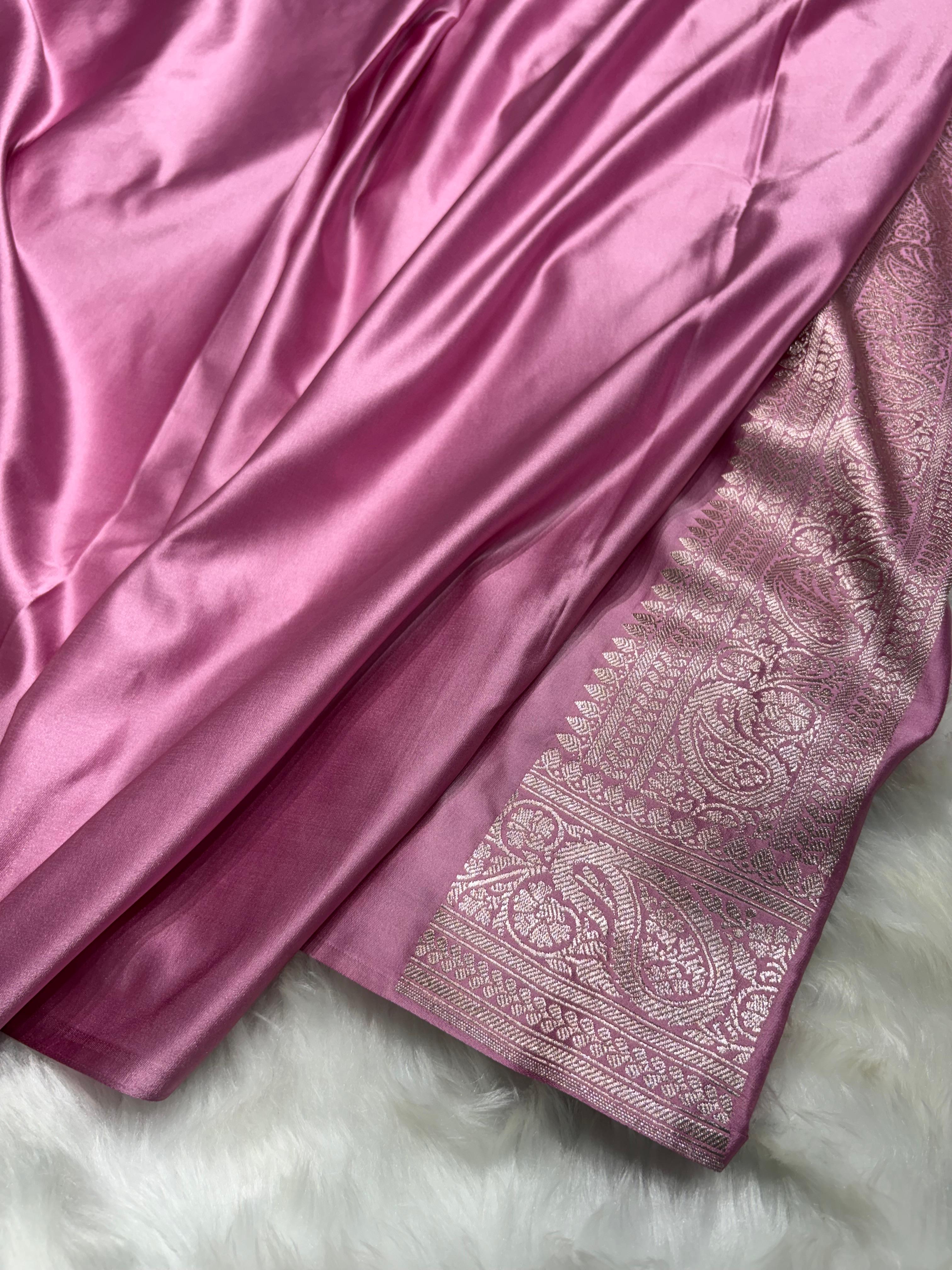 BlushPink Booti Pattern Mashru Silk Saree