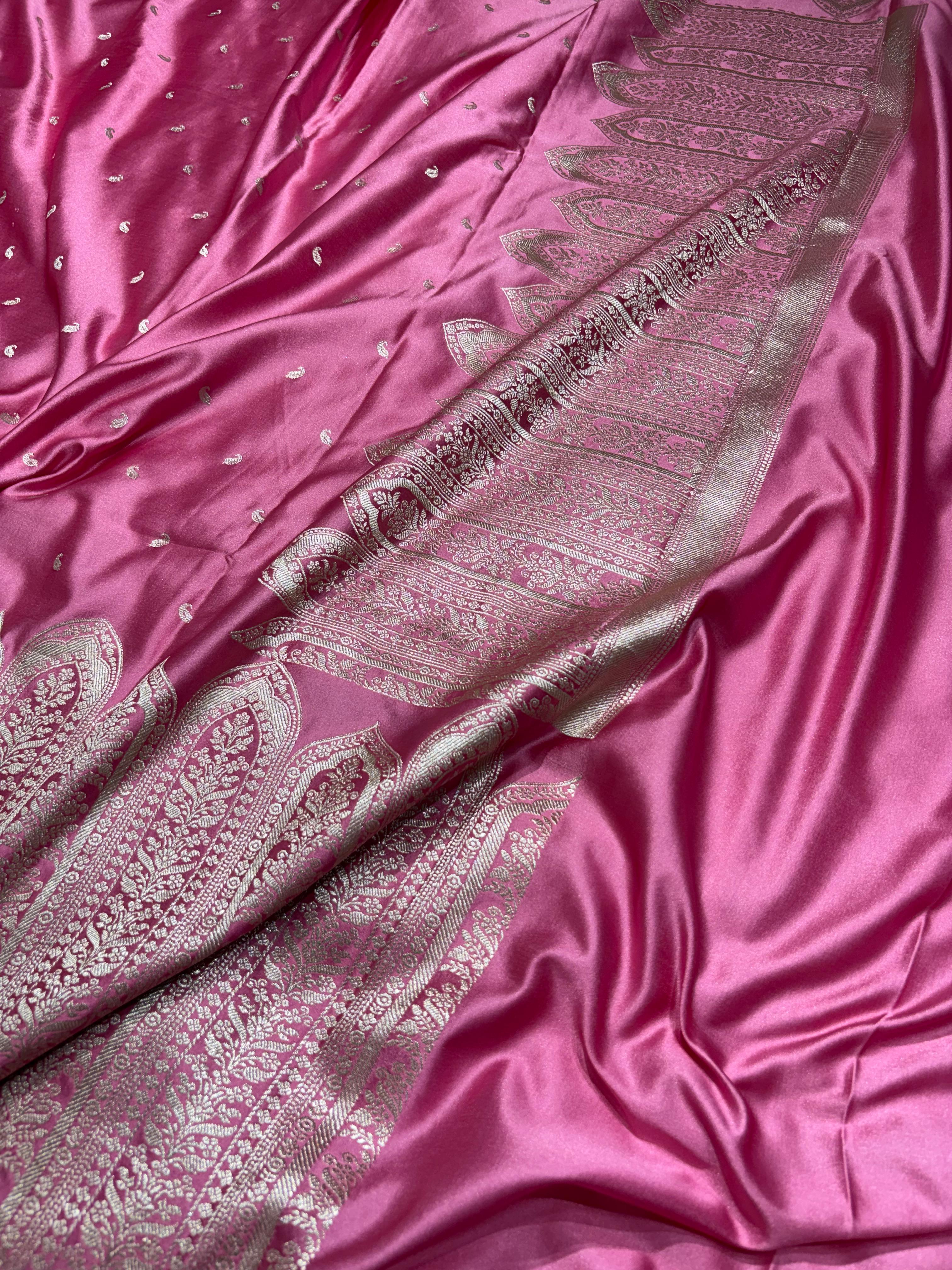 Premium BlushPink Shade Skirt border Mashru Silk Saree