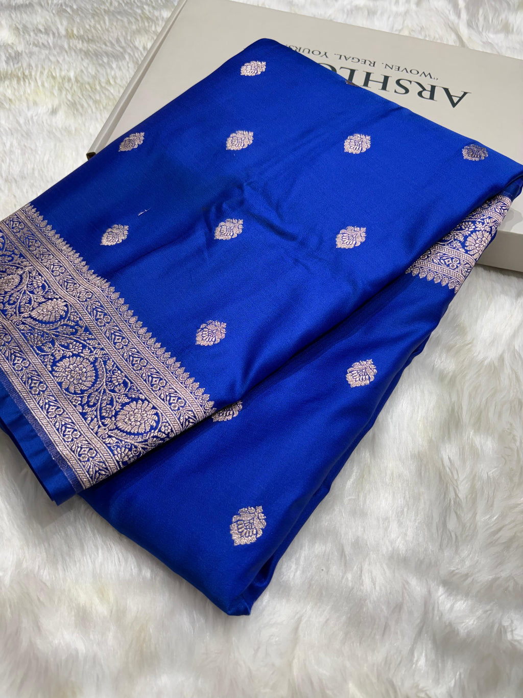 Royal Blue Banarasi Booti Mashru Silk Saree
