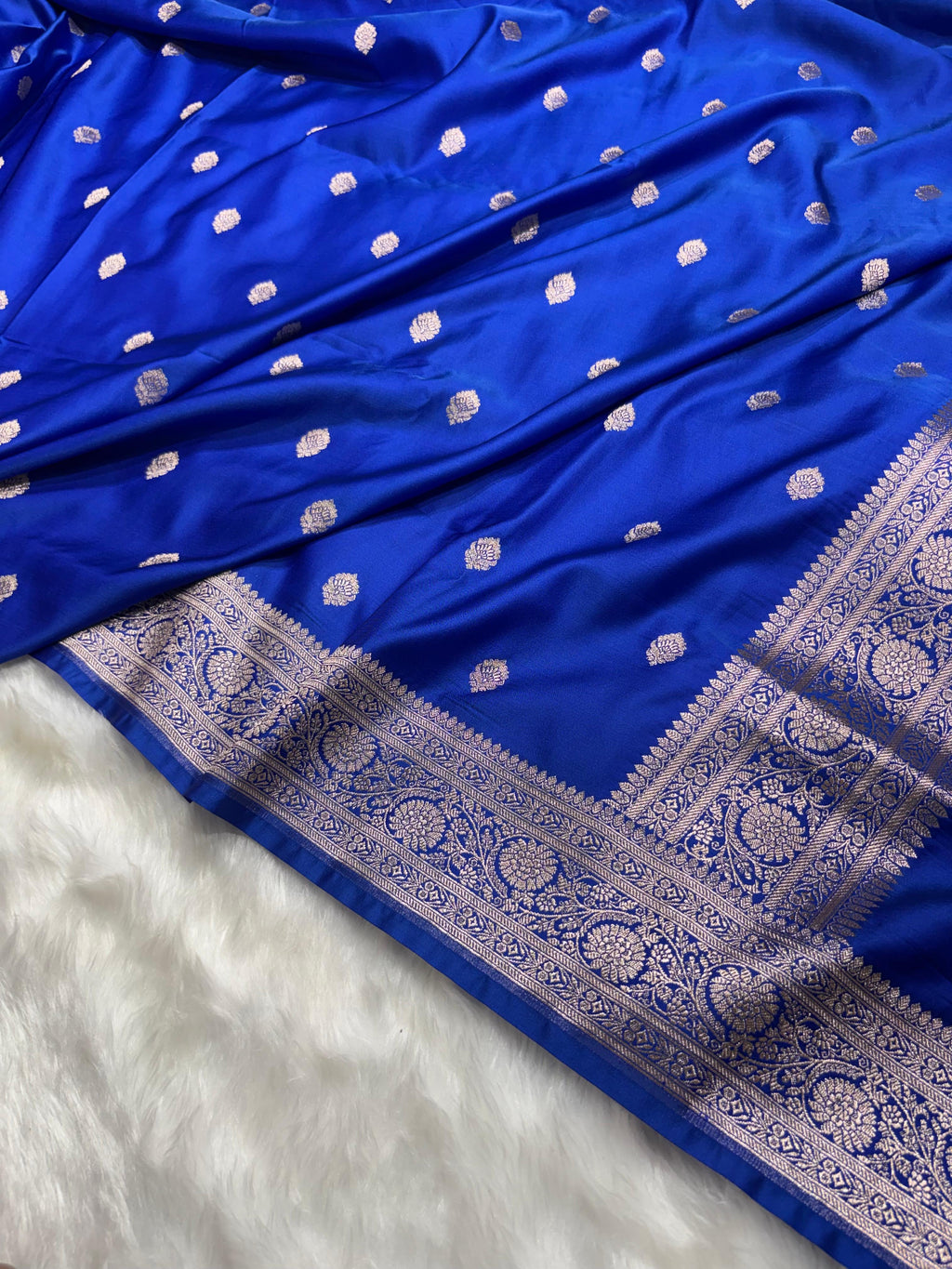 Royal Blue Banarasi Booti Mashru Silk Saree