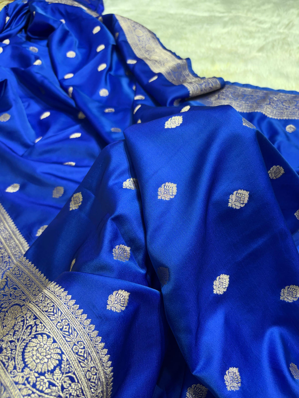 Royal Blue Banarasi Booti Mashru Silk Saree
