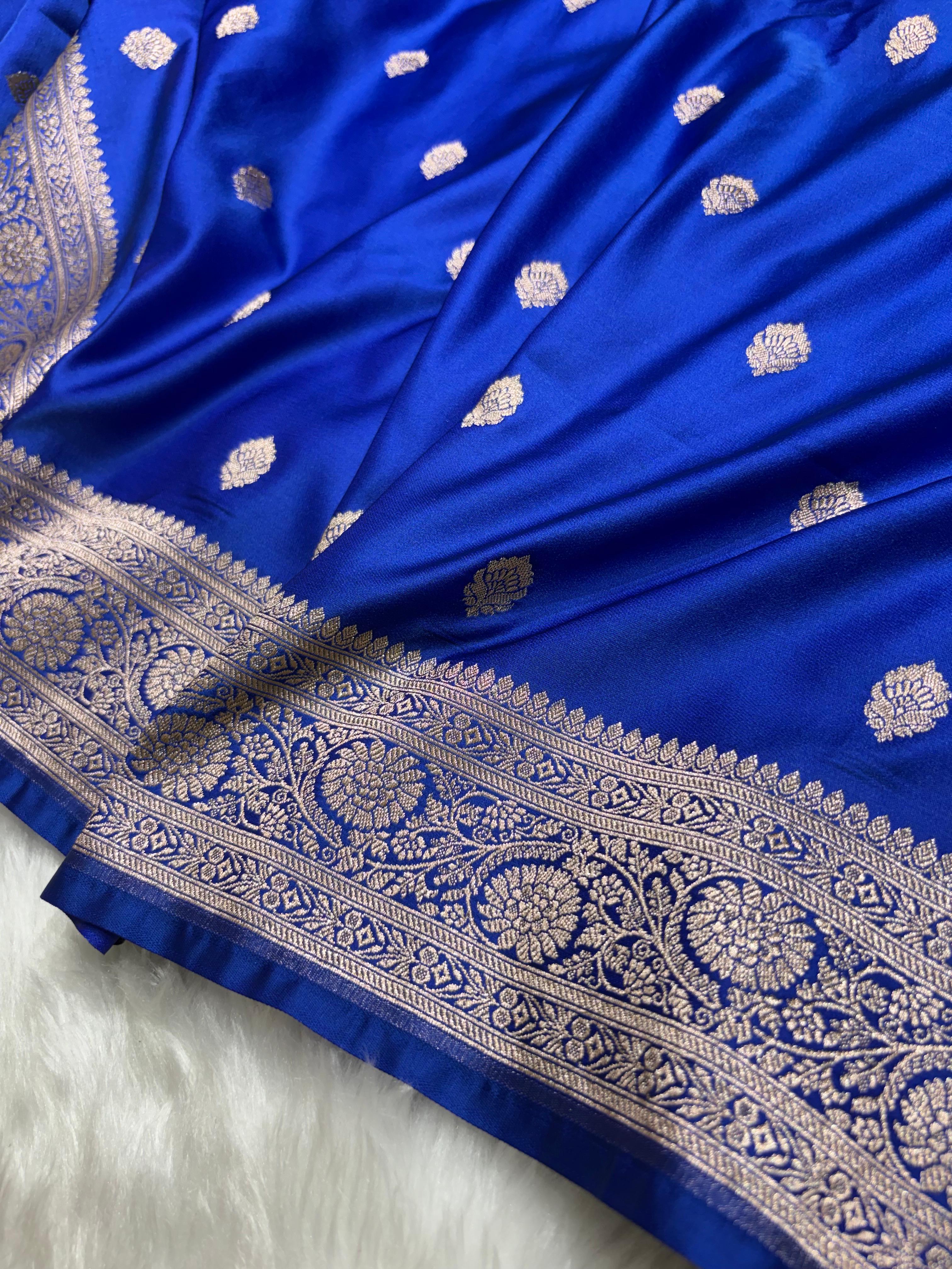 Royal Blue Banarasi Booti Mashru Silk Saree