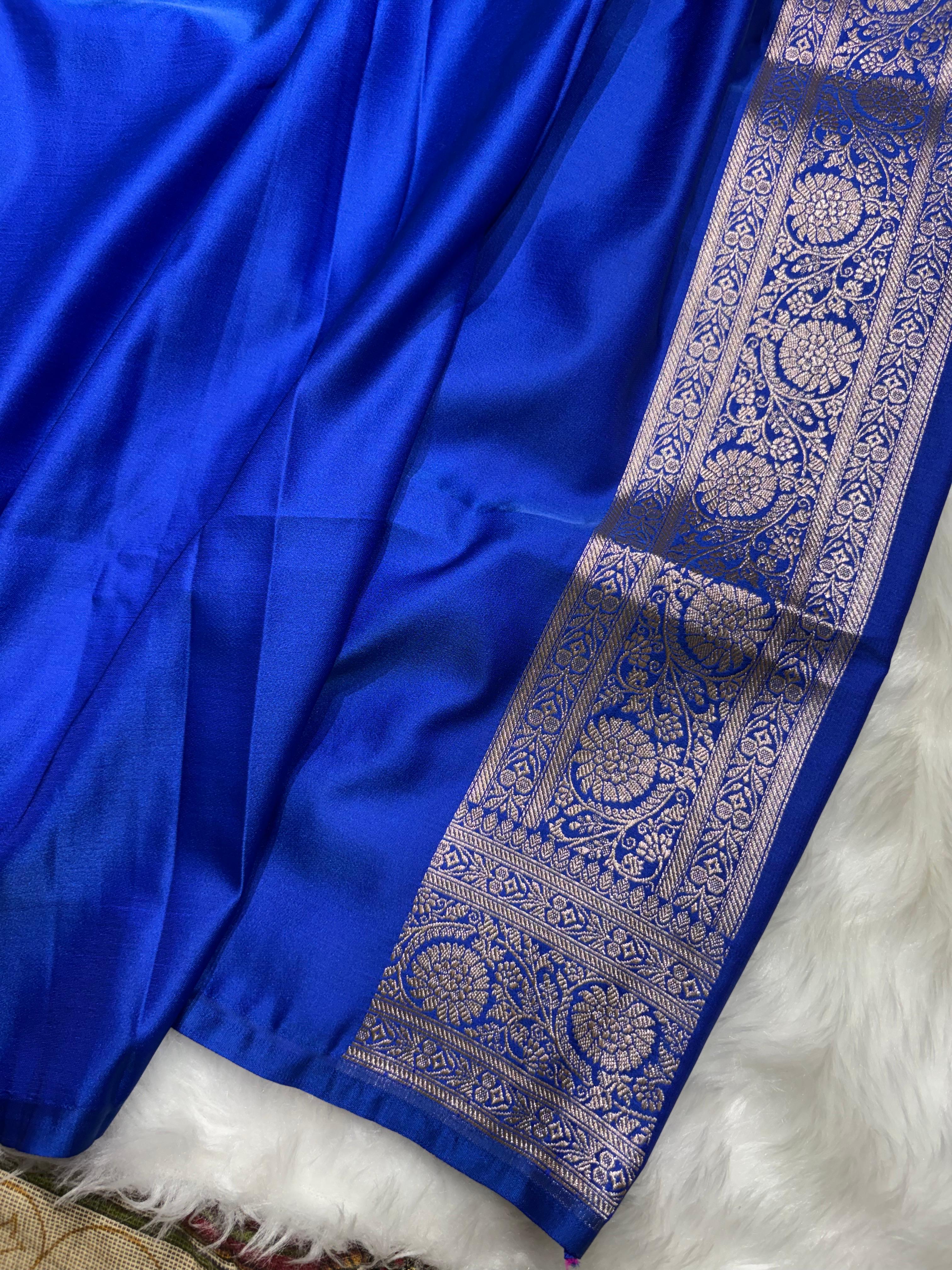 Royal Blue Banarasi Booti Mashru Silk Saree