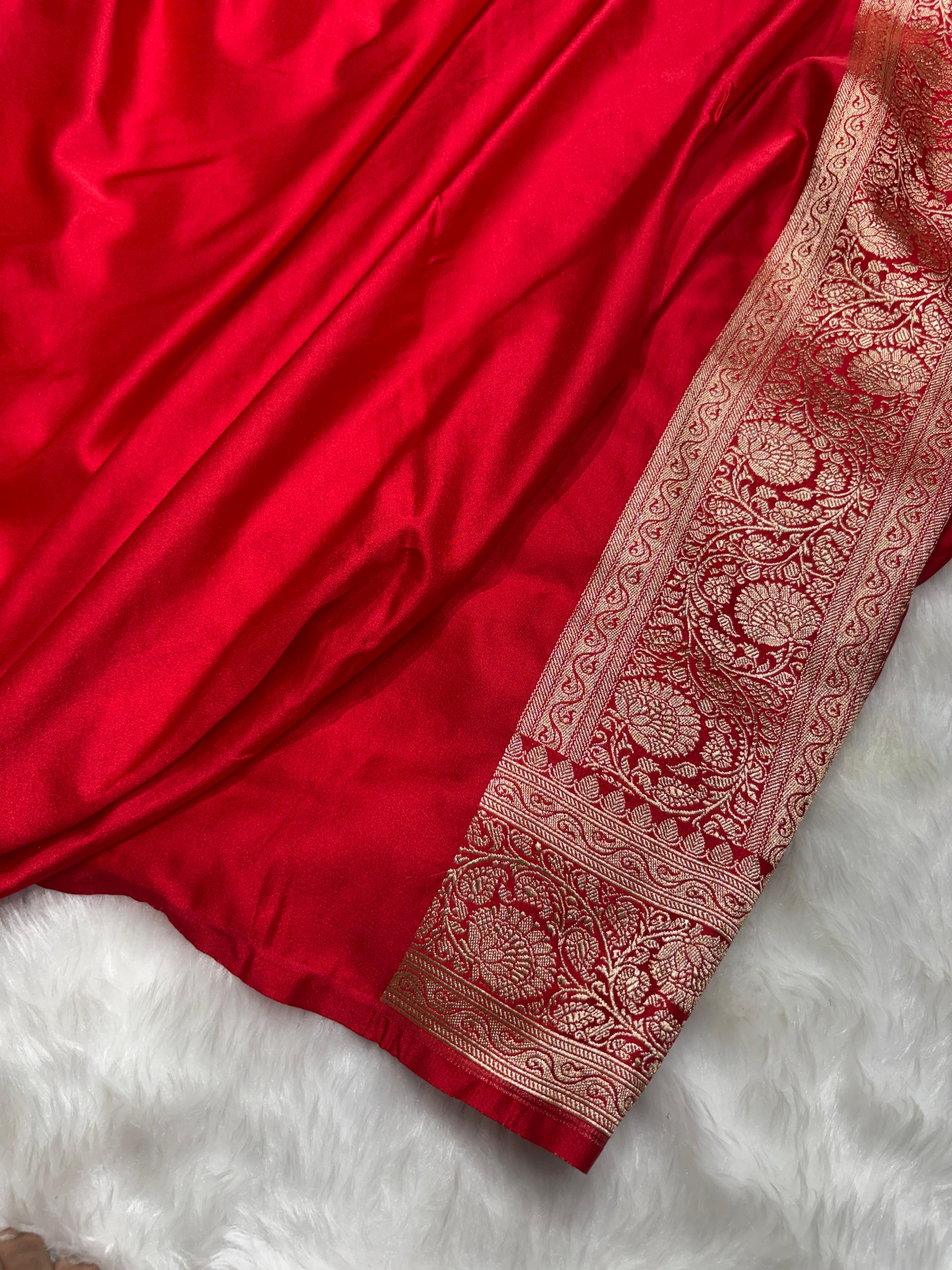 Banarasi Boota Red Shades Mashru Silk Saree