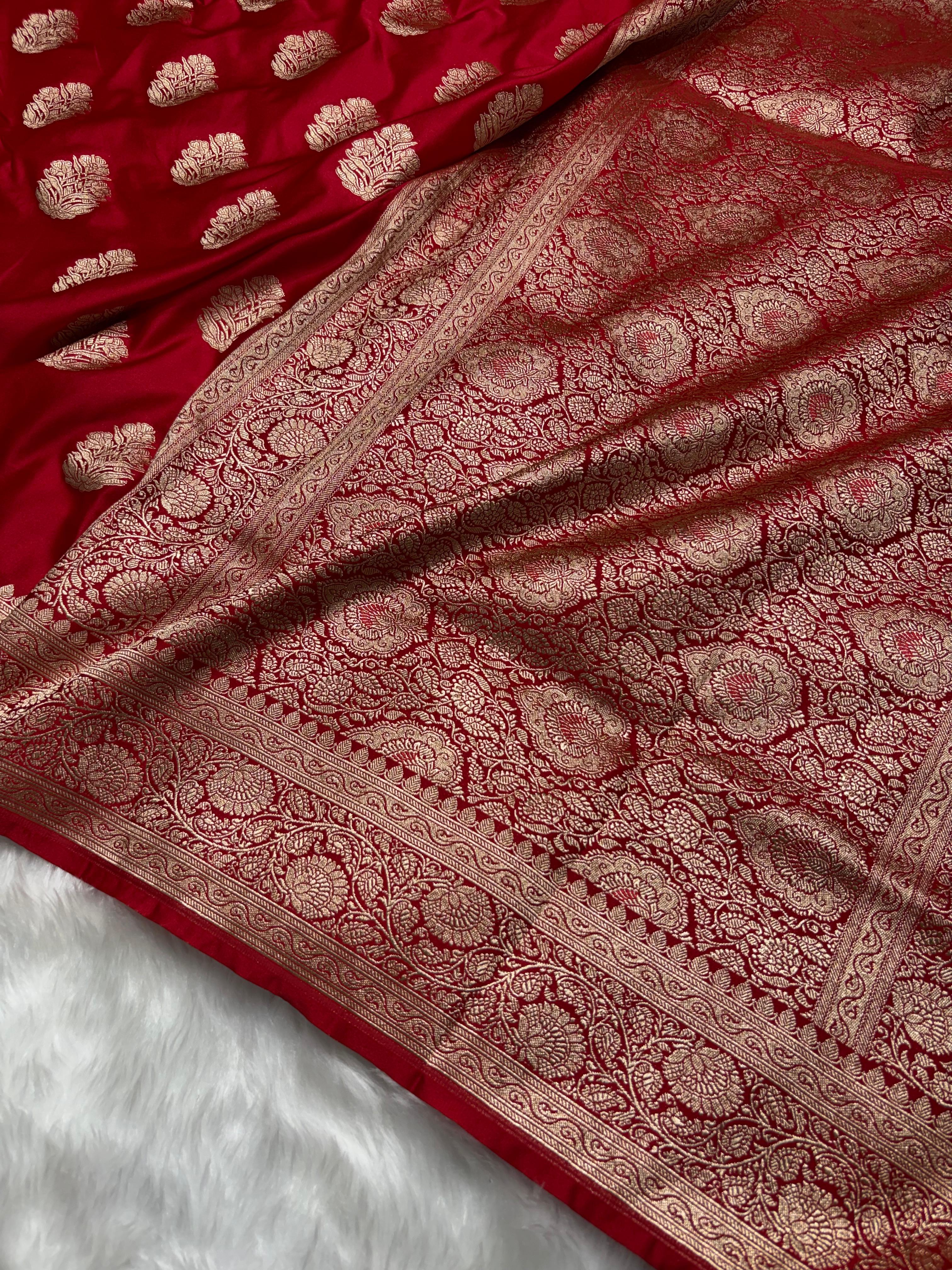 Banarasi Boota Red Shades Mashru Silk Saree