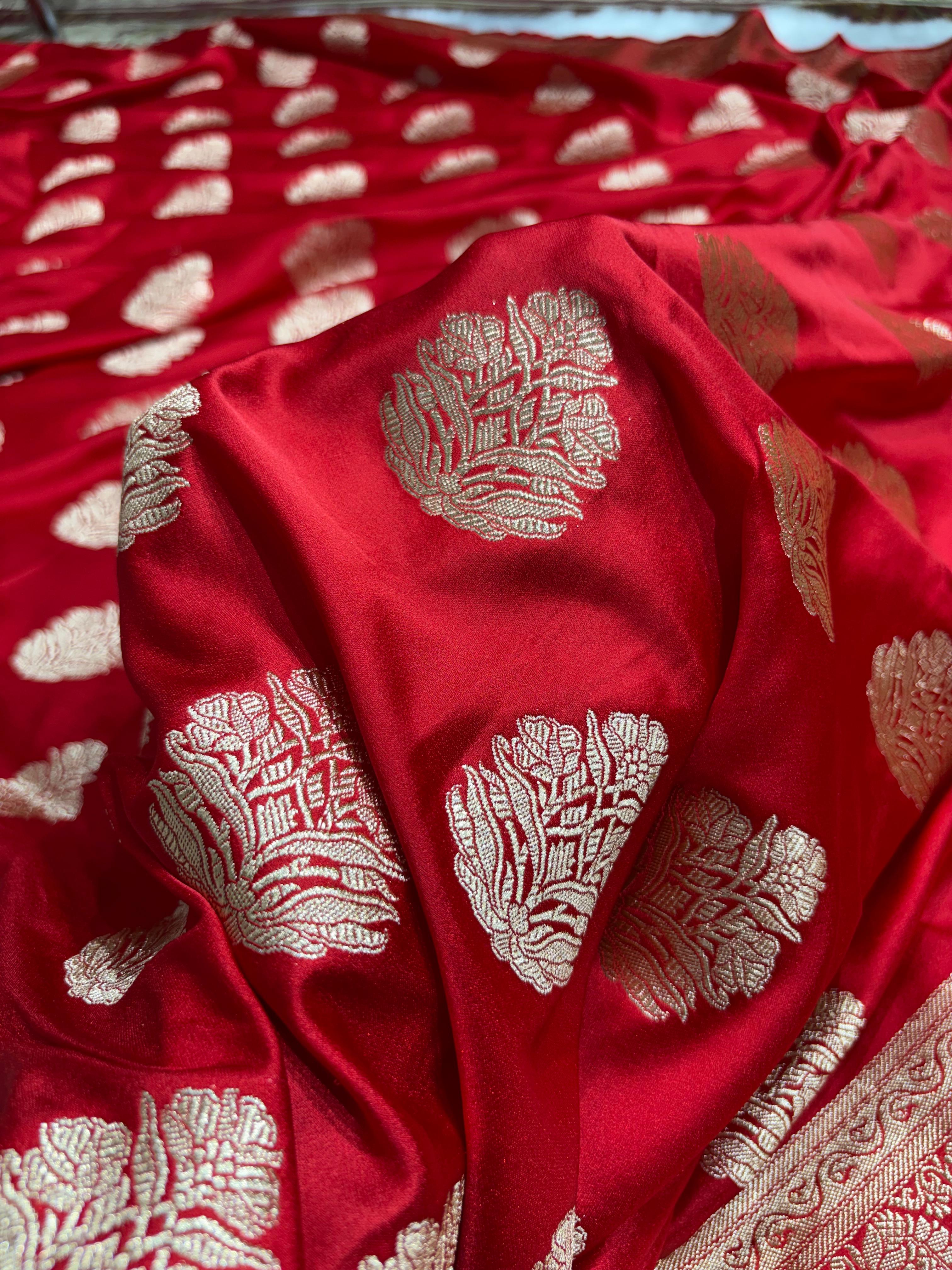 Banarasi Boota Red Shades Mashru Silk Saree