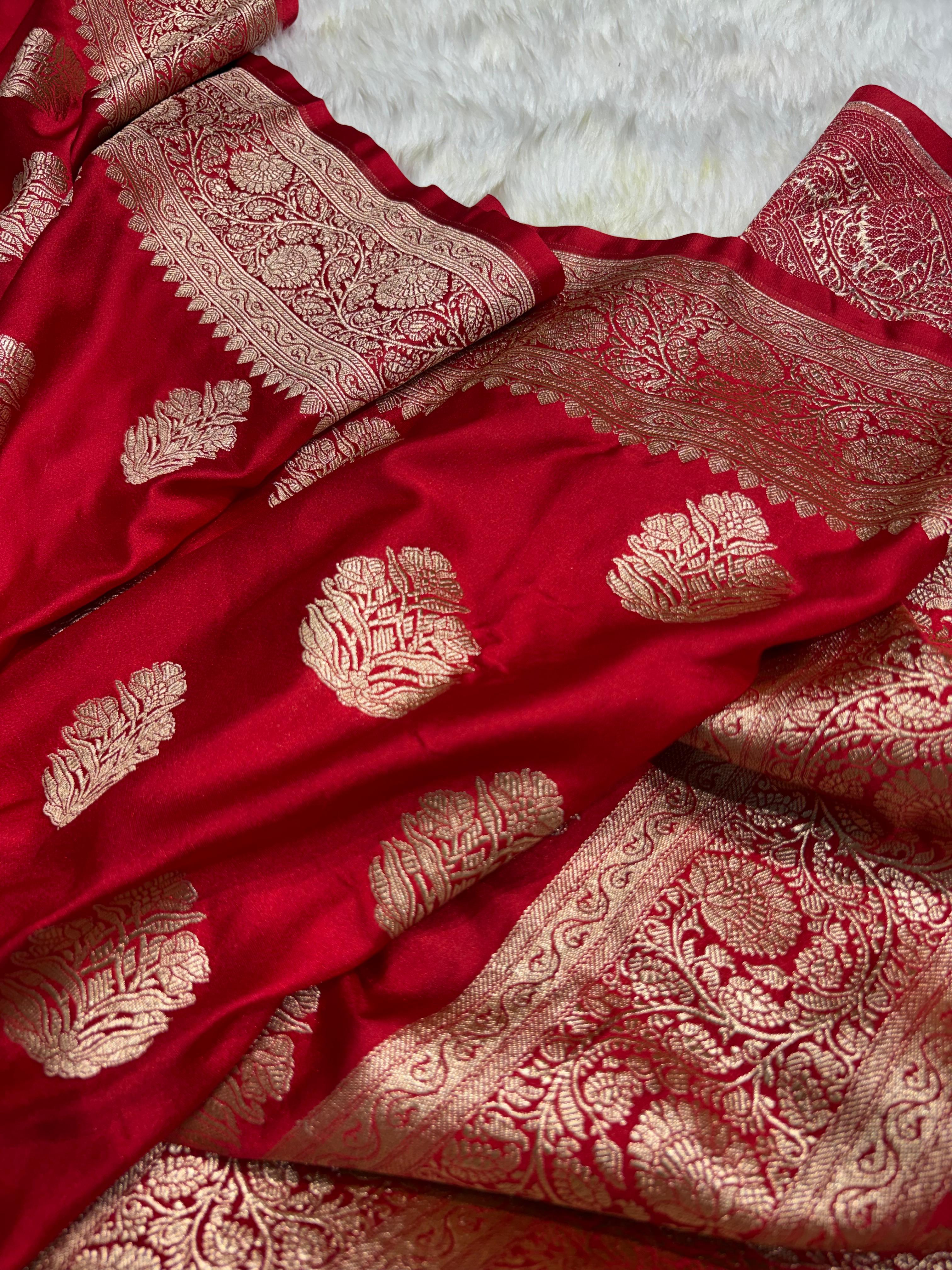 Banarasi Boota Red Shades Mashru Silk Saree