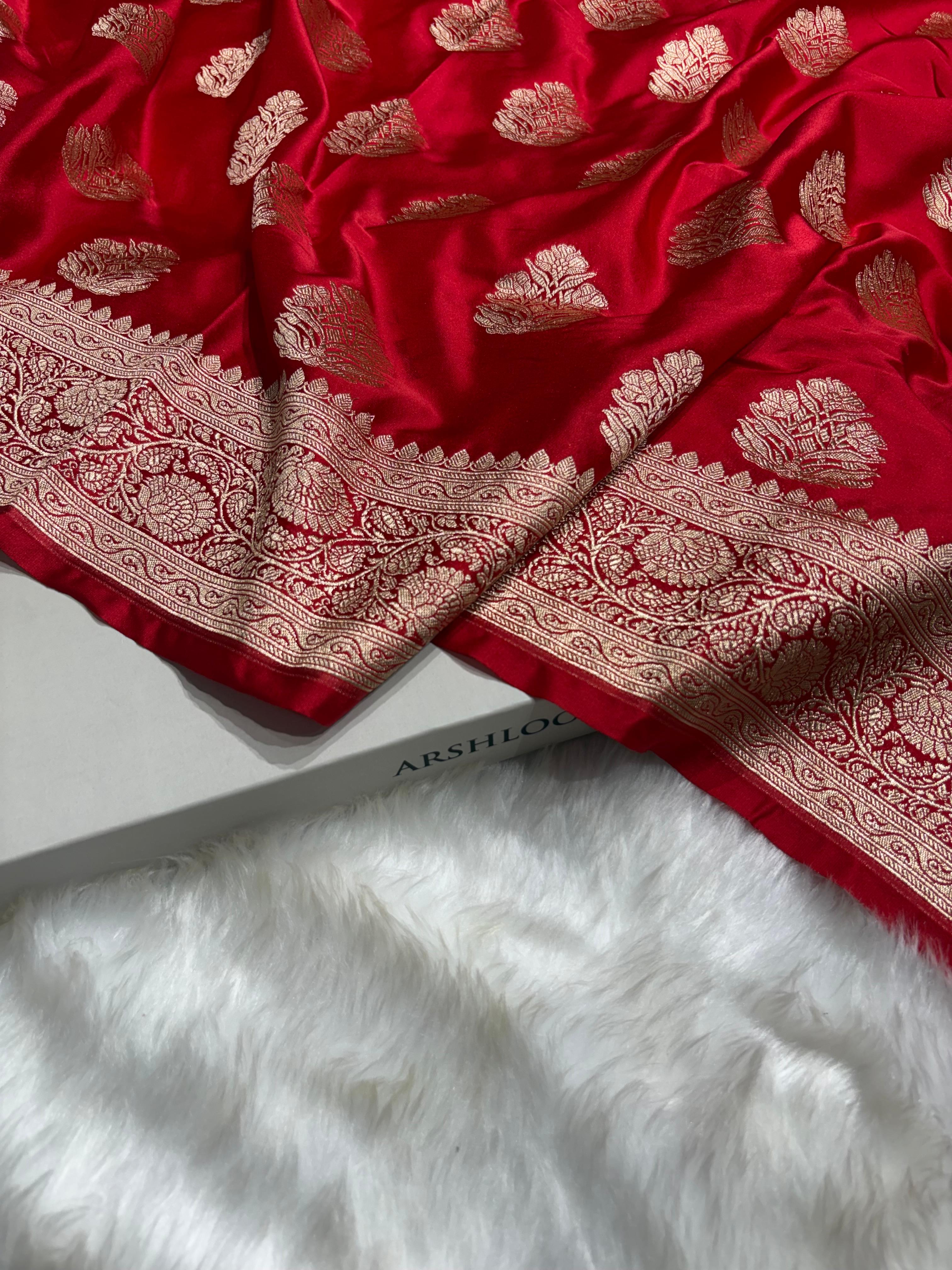 Banarasi Boota Red Shades Mashru Silk Saree