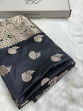 Premium Banarasi Boota Pattern Mashru Silk Saree in Black Shades