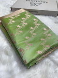 Olive Green Shades Cross Jaal Mashru Silk Saree