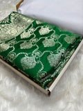 Banarasi Jaal Boota Pattern Mashru Silk Saree in Bottle Green Shades