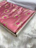 Banarasi Star Pattern with Unique floral border Mashru Silk Saree in Rose-gold Shades