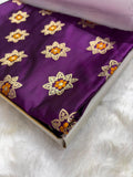 Banarasi Star Pattern with Unique Floral border Mashru Silk Saree in Purple Shades