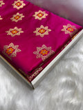Banarasi Star Pattern with Unique Floral border Mashru Silk Saree in Rani Shades