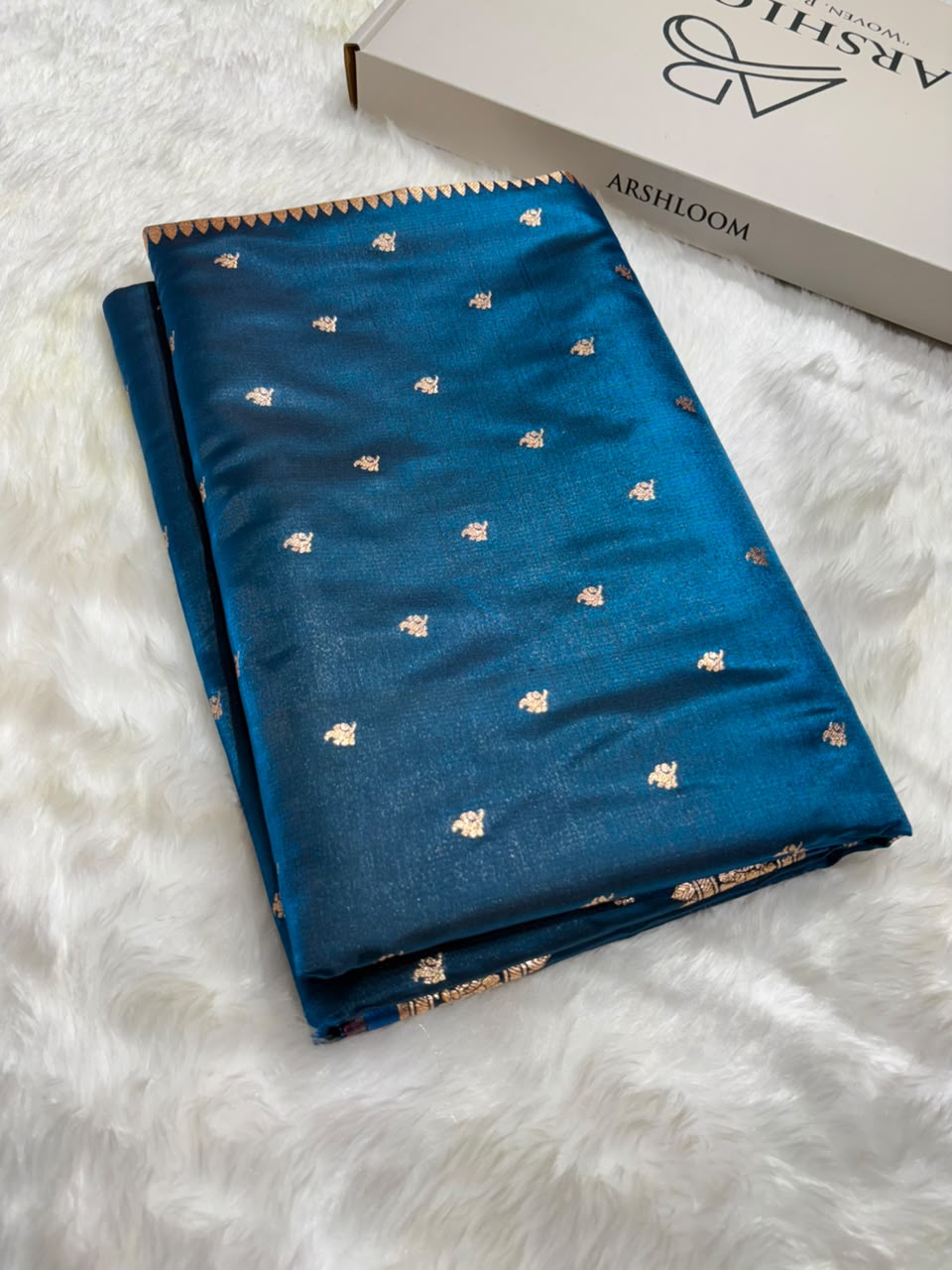 Banarasi Satin Silk Booti in German Blue Shades