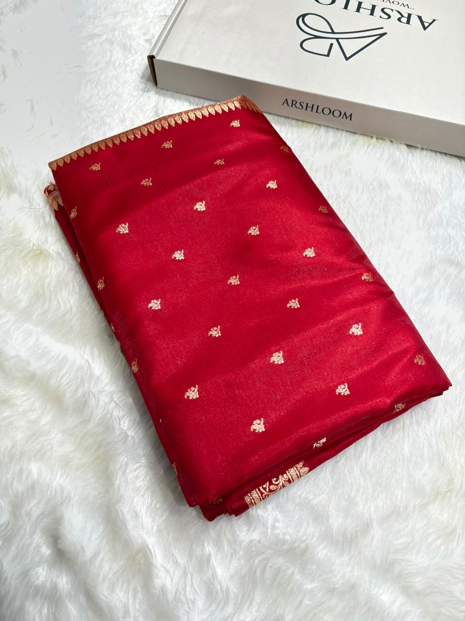 Banarasi Satin Silk Booti in Bridal Red Shades