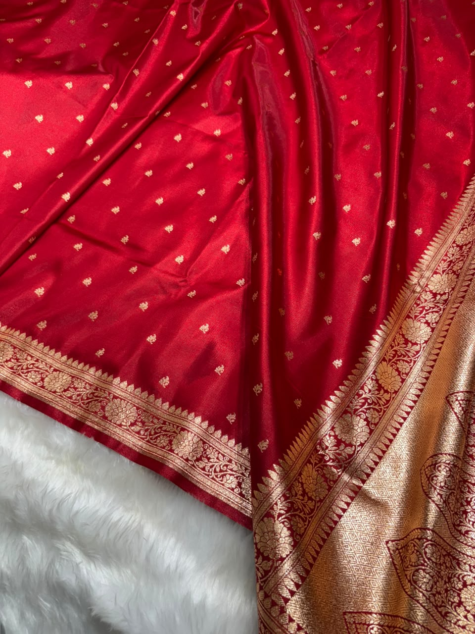 Banarasi Satin Silk Booti in Bridal Red Shades