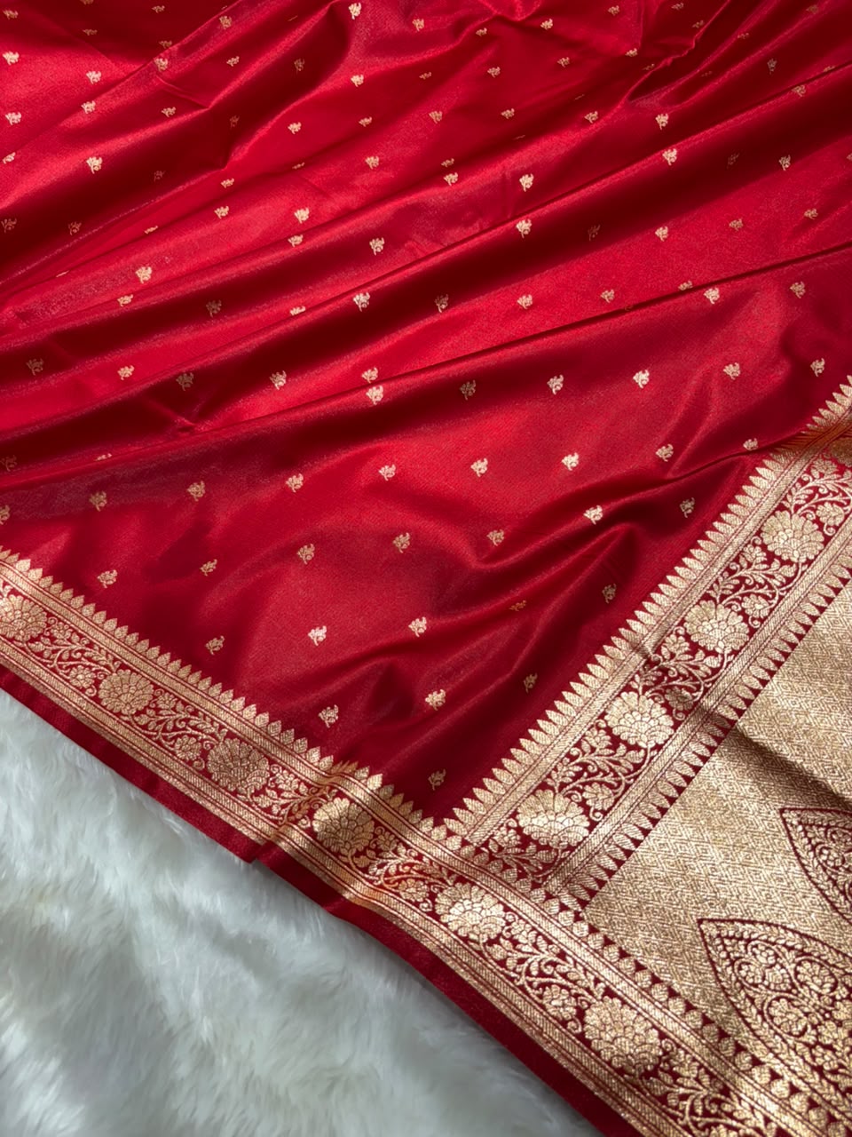 Banarasi Satin Silk Booti in Bridal Red Shades