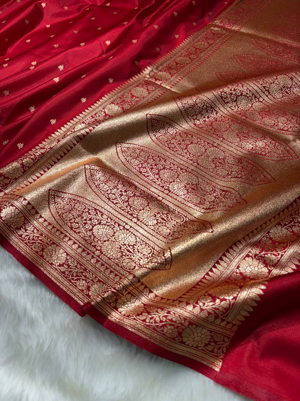 Banarasi Satin Silk Booti in Bridal Red Shades