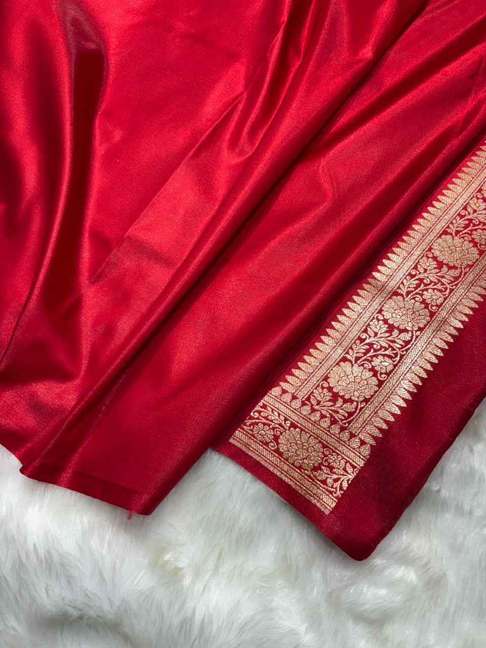 Banarasi Satin Silk Booti in Bridal Red Shades