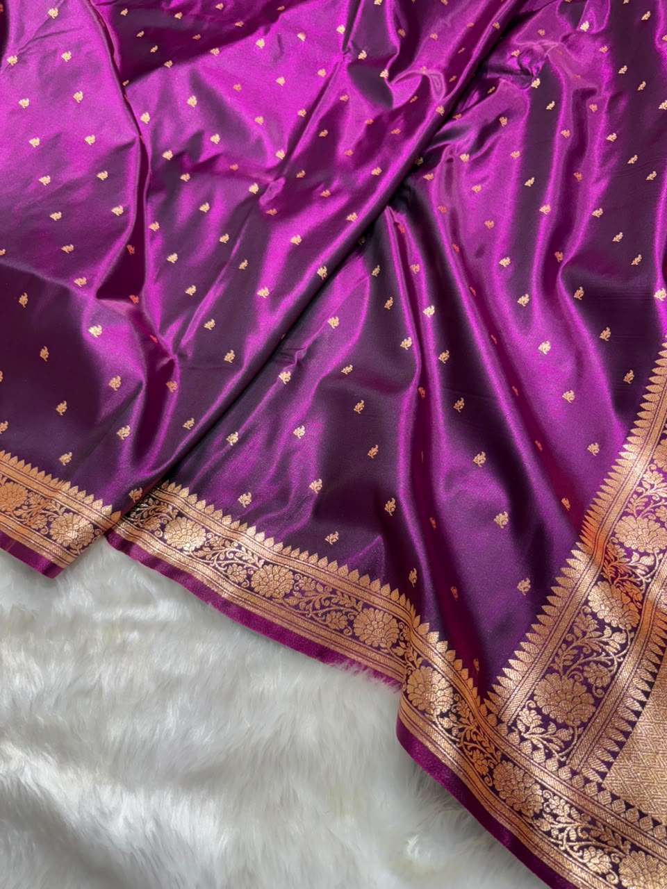Banarasi Satin Silk Booti in Wine Shades