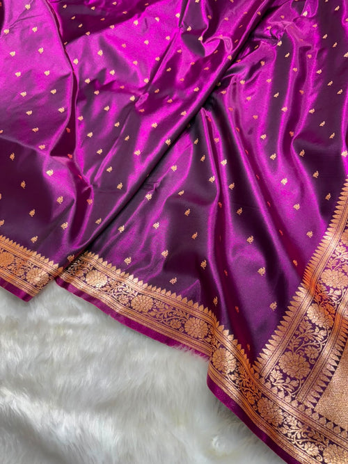 Banarasi Satin Silk Booti in Wine Shades