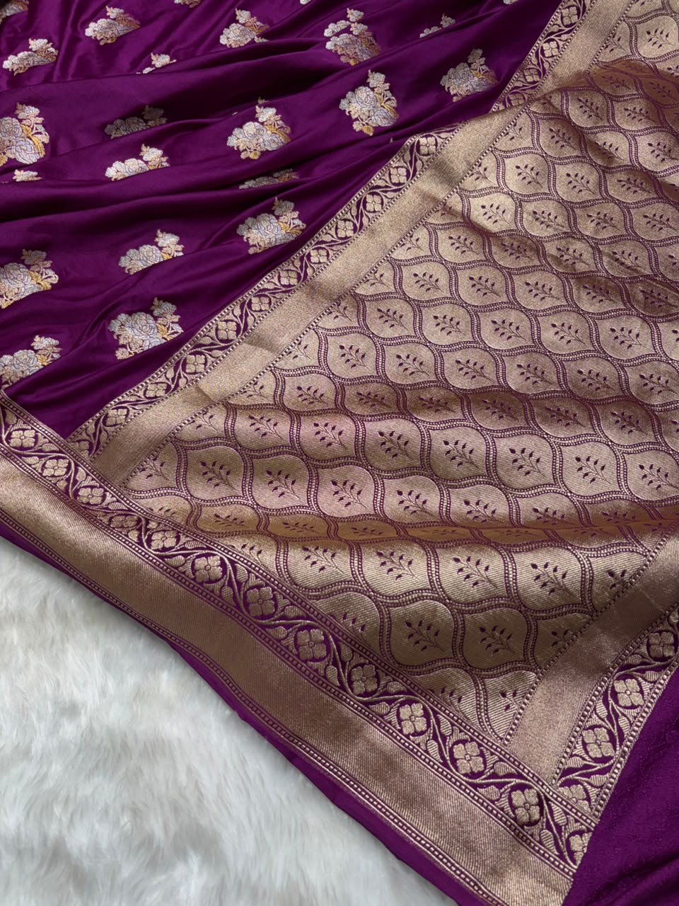 Purple Shades Floral Boota Mashru Silk Saree