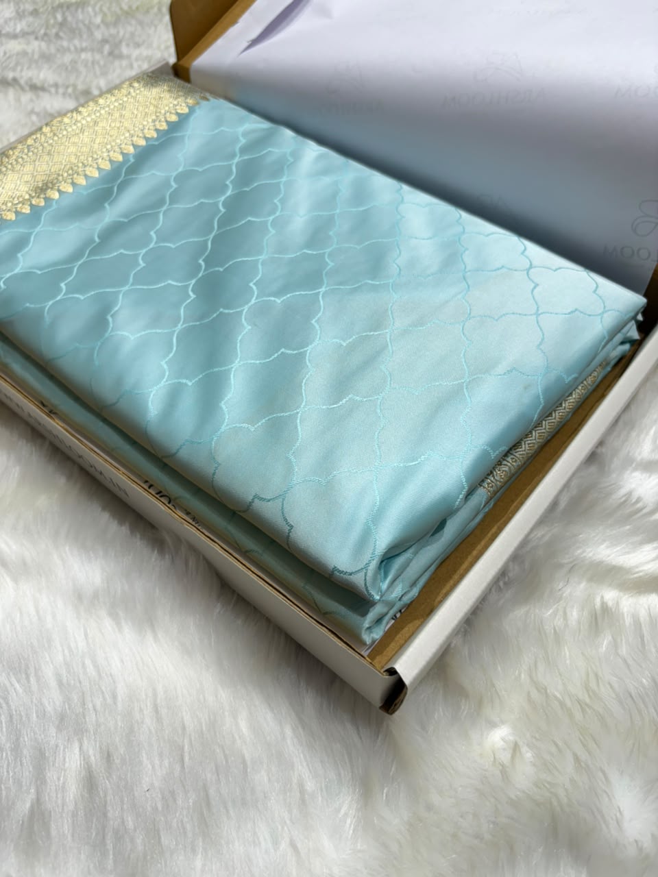 Sky Blue Shades Tanchoi Jaal Mashru Silk Saree