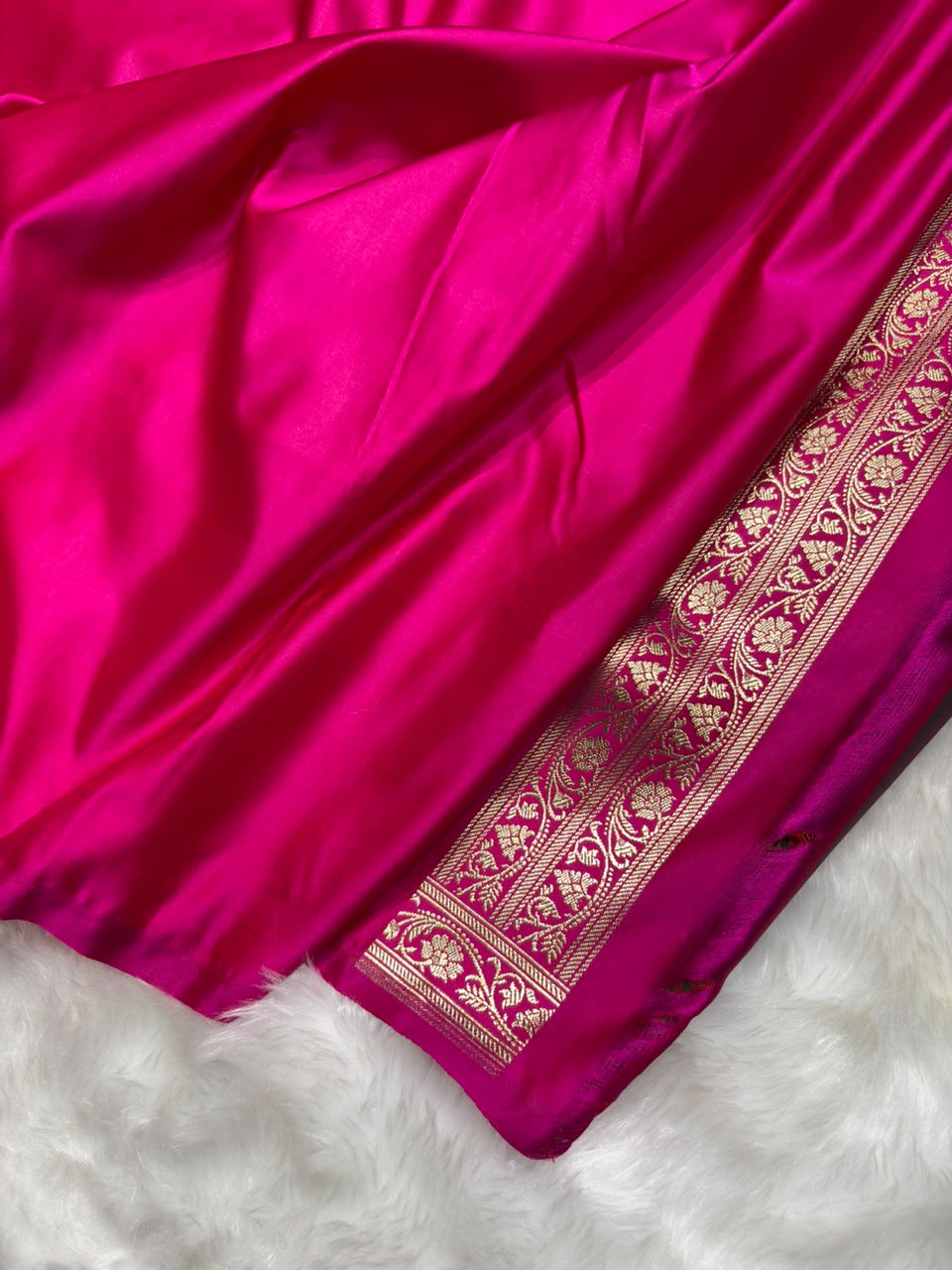Floral Minakari Boota Mashru Silk Saree in Rani Shades