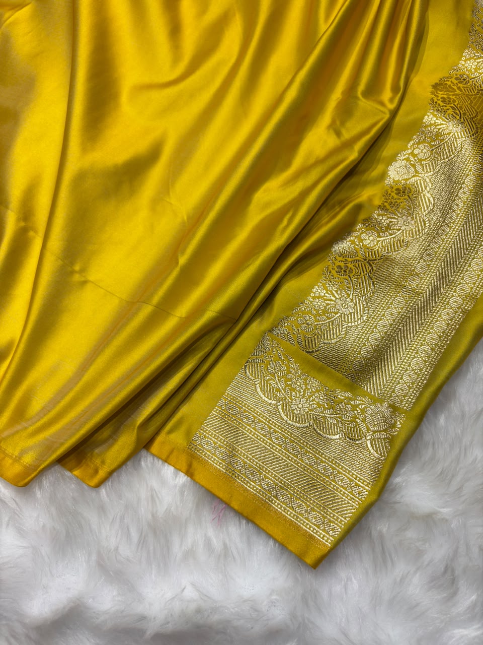 Mustard Shades Dot Booti Banarasi Mashru Silk Saree