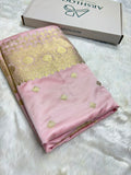 Baby Pink Shades Banarasi Boota Pattern Mashru Silk Saree