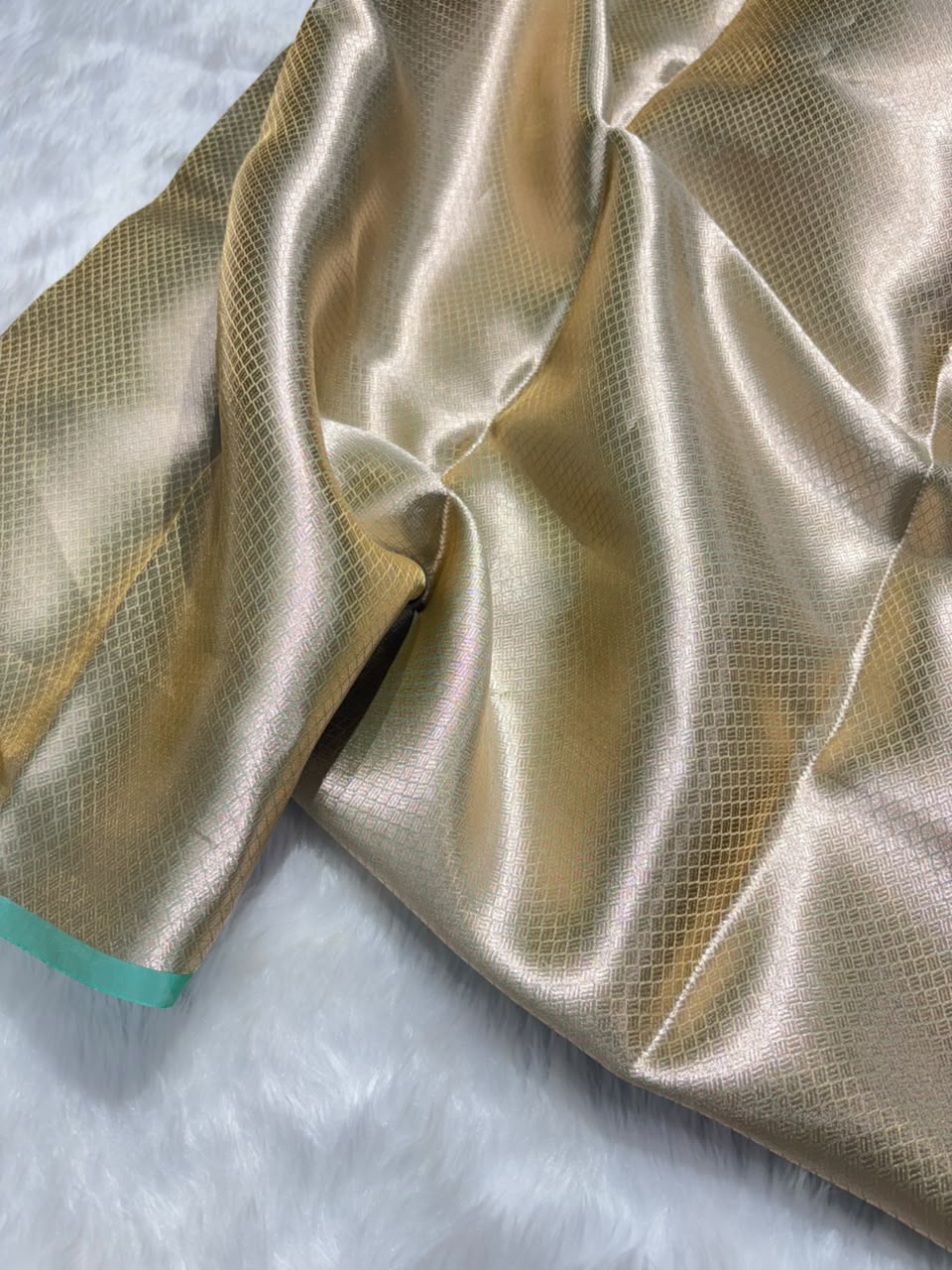 Seafoam Green Pure Tissue Silk Saree with Brocade Blouse