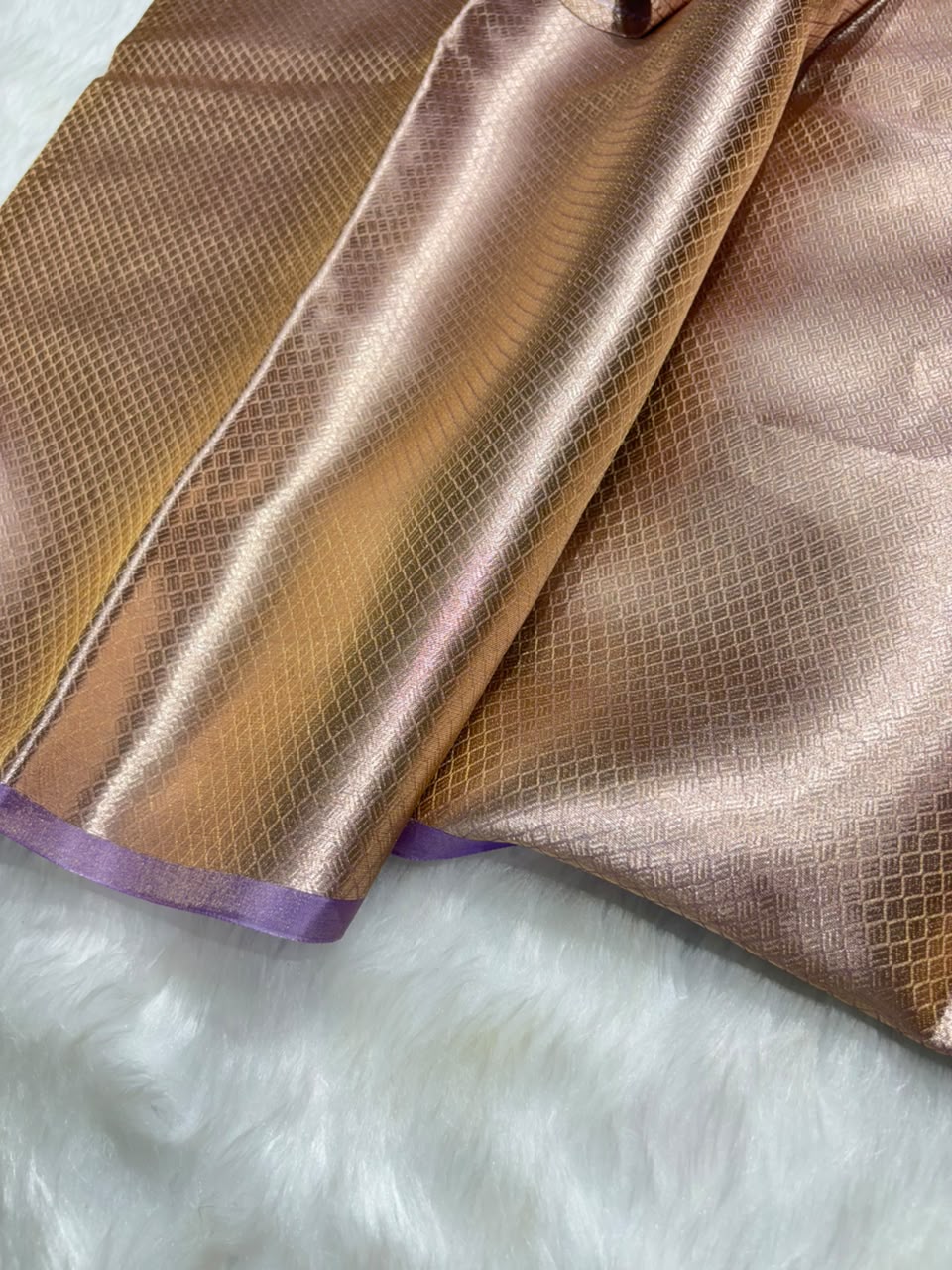 Lavender Lilac Pure Tissue Silk Saree with Brocade Blouse