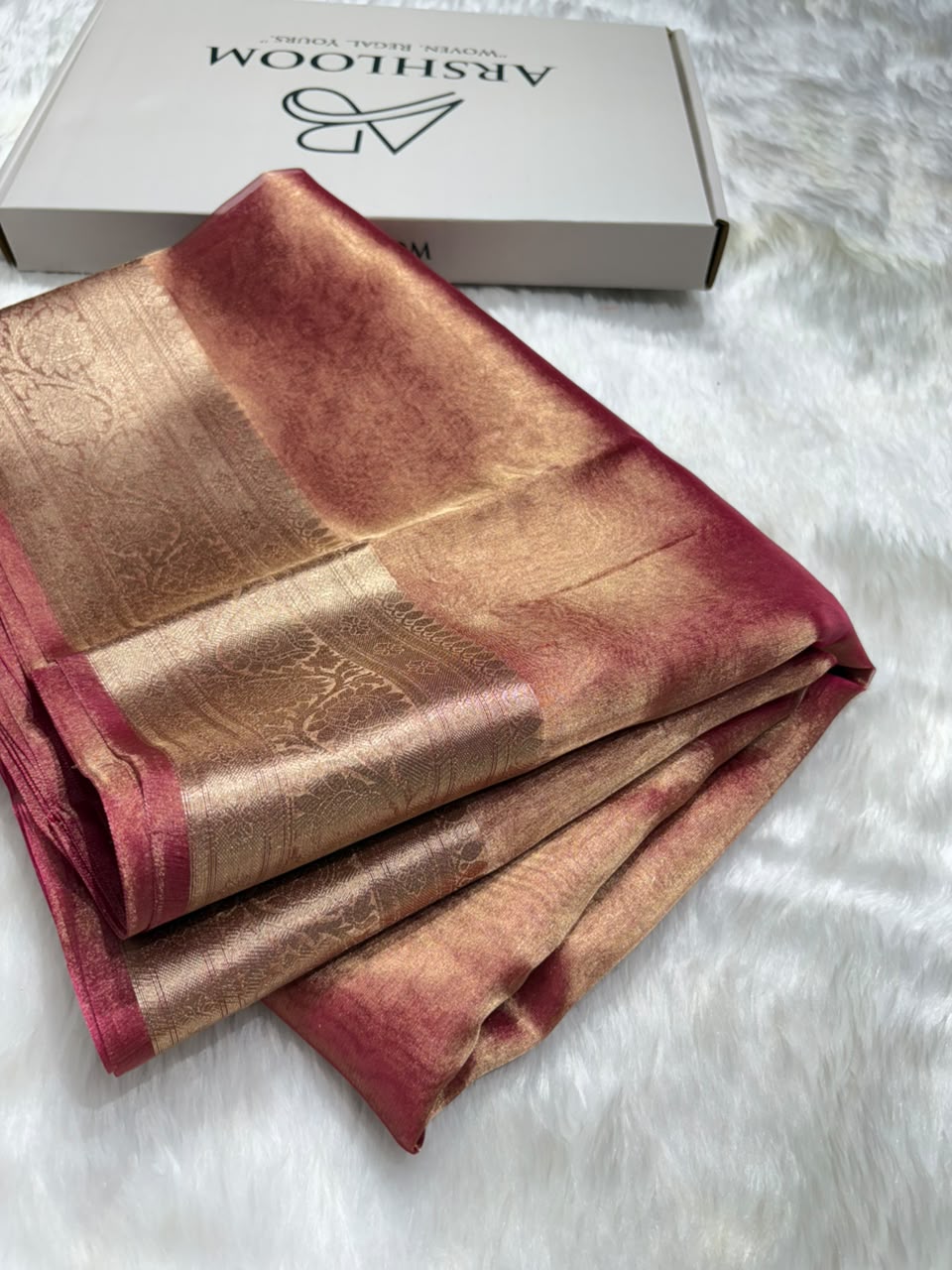 Magenta Pure Tissue Silk Saree with Brocade Blouse