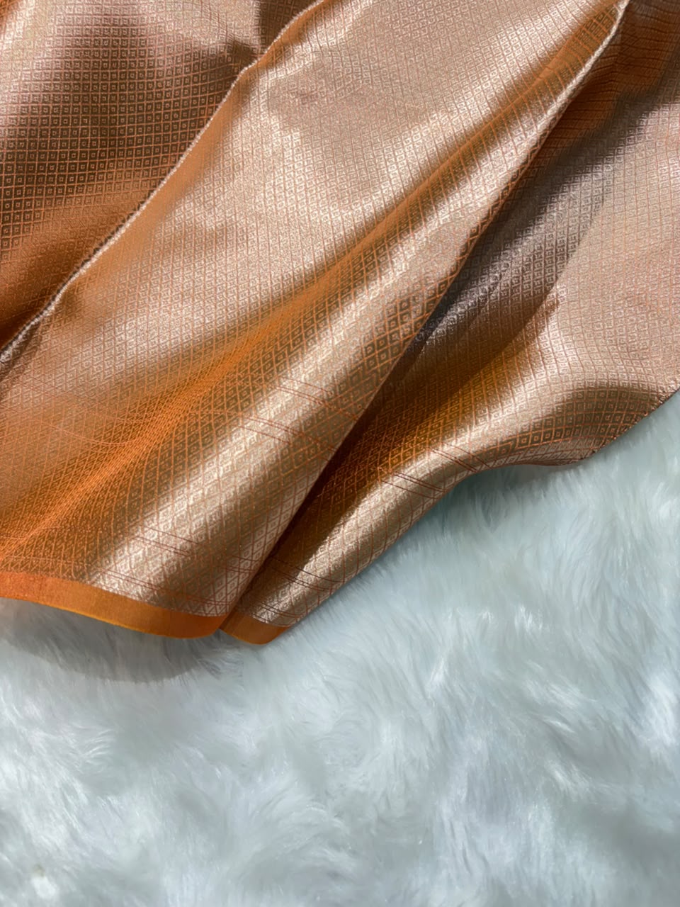 Orange Pure Tissue Silk Saree with Brocade Blouse