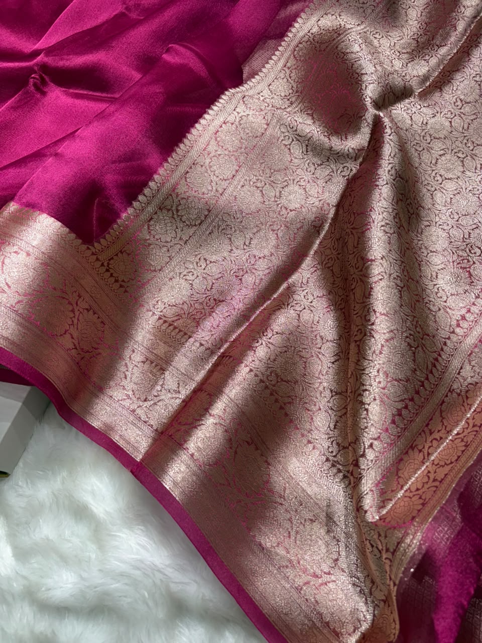 Rani Pure Tissue Silk Saree with Brocade Blouse
