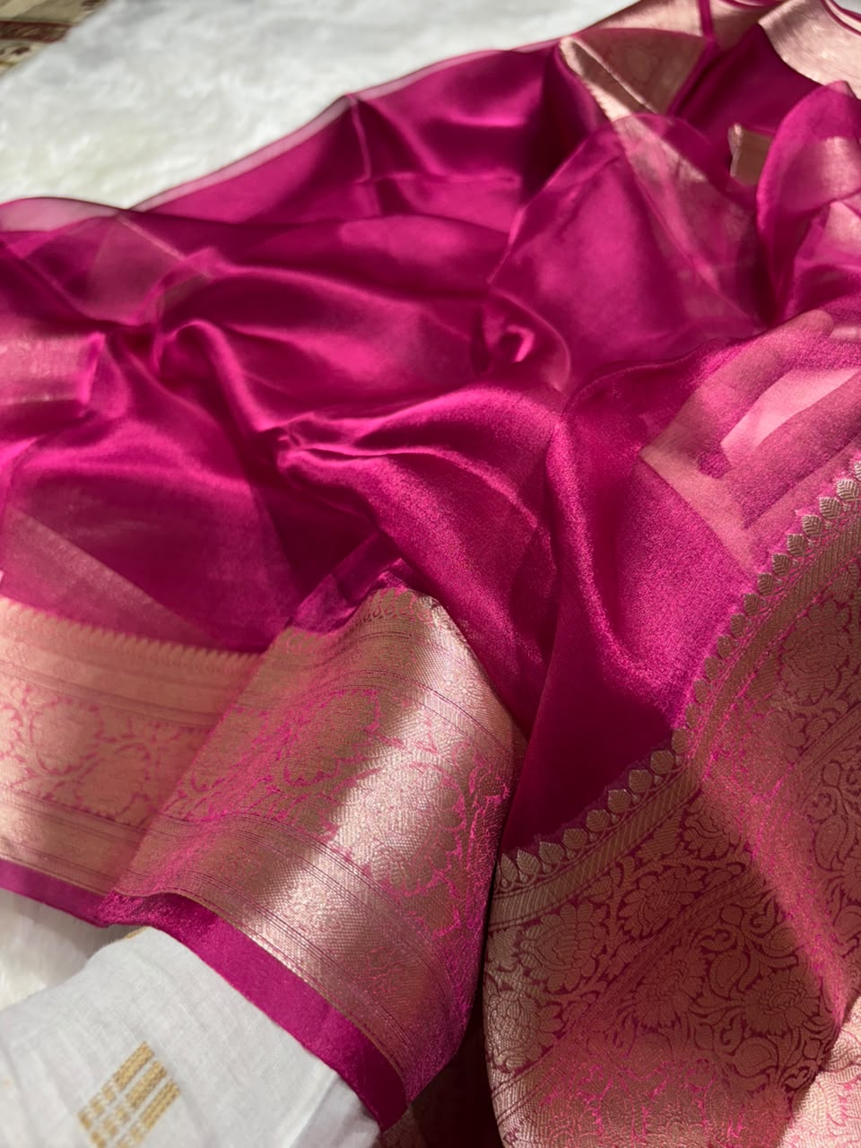 Rani Pure Tissue Silk Saree with Brocade Blouse