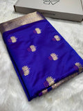 Banarasi Minakari Floral Pattern Mashru Silk Saree in Royal Purple Shades