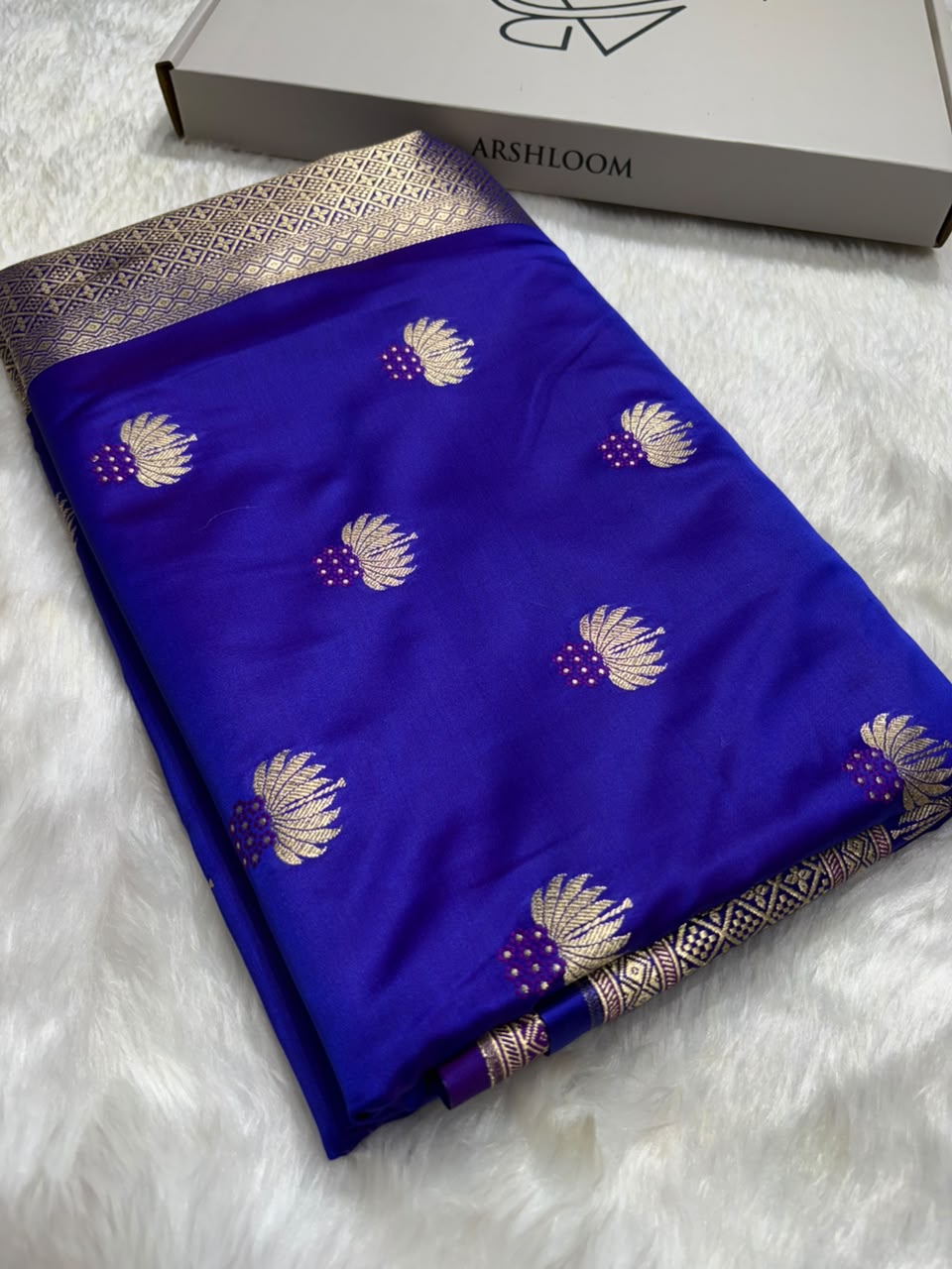 Banarasi Minakari Floral Pattern Mashru Silk Saree in Royal Purple Shades