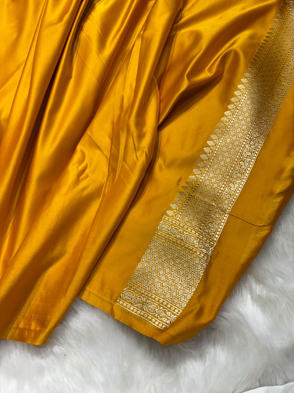 Mustard Shades Floral Jaal Mashru Silk Saree