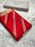 Red Shades Floral Cross Banarasi Mashru Silk Saree