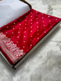 Red Shades Banarasi Booti with Floral Border Mashru Silk Saree