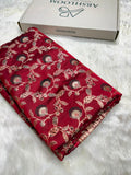 Maroon Shades Floral Minakari Jaal Pattern Mashru Silk Saree