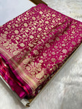 Rani Shades Floral Jaal Brocade Mashru Silk Saree Banarasi Saree Shades