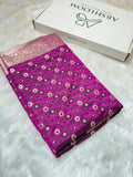 Magenta Shades Jaal Minakari Floral Pattern Mashru Silk Saree