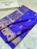 Banarasi Royal Purple Shades Booti with Unique Border and Pallu Mashru Silk Saree